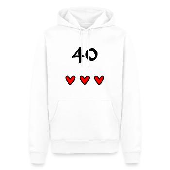 40 YEARS. 40th ANNIVERSARY. ANNIVERSARY 40 YEARS - Men’s Premium Organic Hoodie - white - Front - Nico (187cm)