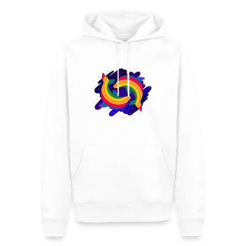 Rainbow Dolphins (Sky) - Men’s Premium Organic Hoodie - white - Front - Nico (187cm)