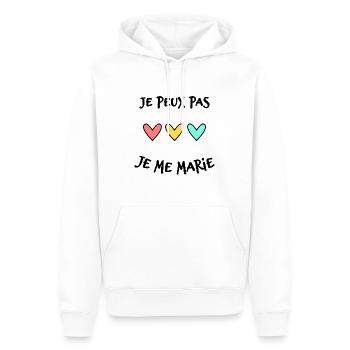 JE PEUX PAS. JE ME MARIE. JUST MARRIED - Sweat à capuche Premium bio Homme - blanc - Devant - Nico (187cm)