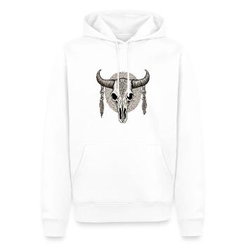 Stier Schädel - Männer Premium Bio Hoodie - Weiß - Vorne - Nico (187cm)