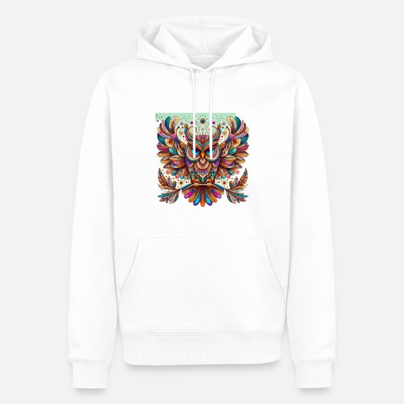 Muster Eule - Männer Premium Bio Hoodie - Weiß
