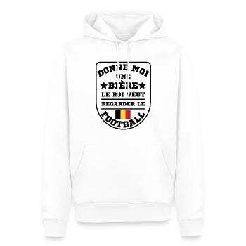 énonciation drôle de football et bière Belgique - Sweat à capuche Premium bio Homme - blanc - Devant - Nico (187cm)