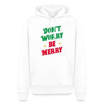 Ne t’inquiète pas, sois joyeux - Sweat à capuche Premium bio Homme - blanc - Devant - Nico (187cm)