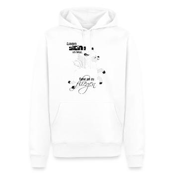 Alpaka Leichtigkeit - Männer Premium Bio Hoodie - Weiß - Vorne - Nico (187cm)