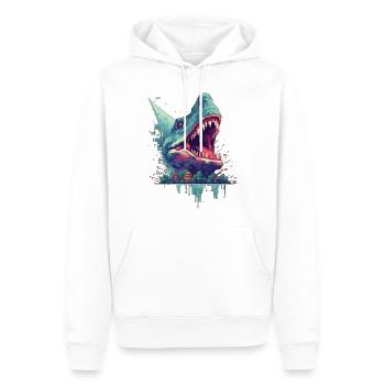 Pixel Dino Dinosaur Gamer Design - Men’s Premium Organic Hoodie - white - Front - Nico (187cm)