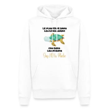 Platique Pas Dans Les Océans - Protége nos Océans - Sweat à capuche Premium bio Homme - blanc - Devant - Nico (187cm)