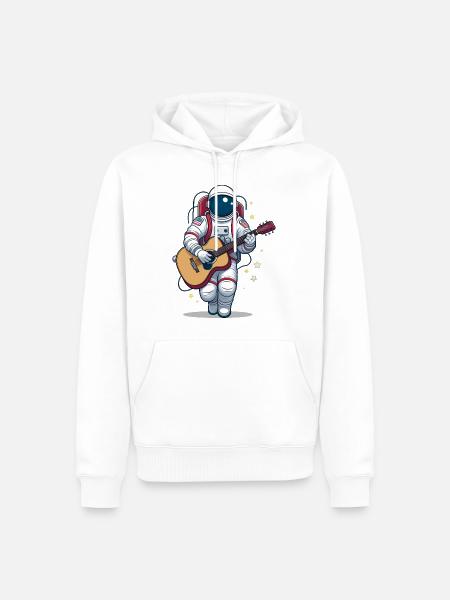 An astronaut playing guitar - Men’s Premium Organic Hoodie - white