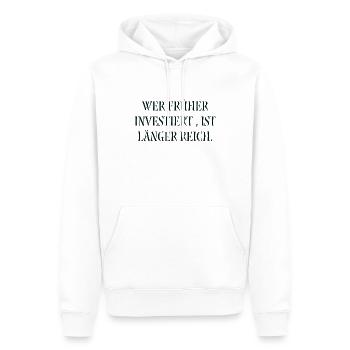 Wer früher Investiert ist länger reich - Männer Premium Bio Hoodie - Weiß - Vorne - Nico (187cm)