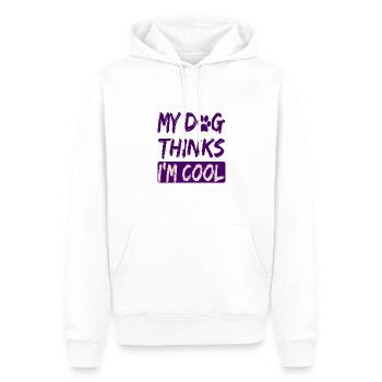 Amoureux des chiens Humour Mon chien pense que je suis cool Chien - Sweat à capuche Premium bio Homme - blanc - Devant - Nico (187cm)