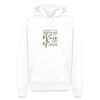 Feministische Geschenkfrau mit einer Stimme Heftiger Feminismus - Männer Premium Bio Hoodie - Weiß - Vorne - Nico (187cm)