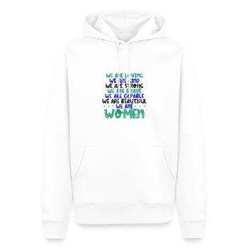 Femmes Aimant Gentil Fort Courageux Capable Beau - Sweat à capuche Premium bio Homme - blanc - Devant - Nico (187cm)