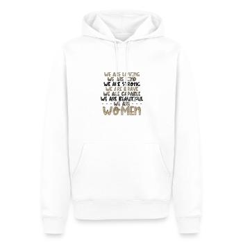 Femmes Cadeaux Aimer Gentil Fort Courageux Capable - Sweat à capuche Premium bio Homme - blanc - Devant - Nico (187cm)