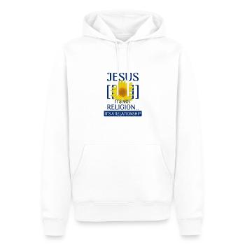 Jésus n’est pas une religion, c’est une relation - Sweat à capuche Premium bio Homme - blanc - Devant - Nico (187cm)