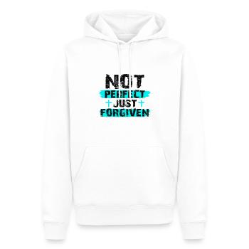 Not Perfect Just Foregiven Christian Gifts - Men’s Premium Organic Hoodie - white - Front - Nico (187cm)