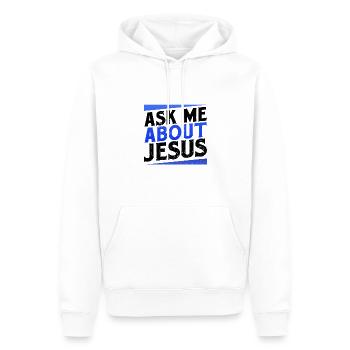 Don chrétien Posez-moi des questions sur Jésus évangélique - Sweat à capuche Premium bio Homme - blanc - Devant - Nico (187cm)