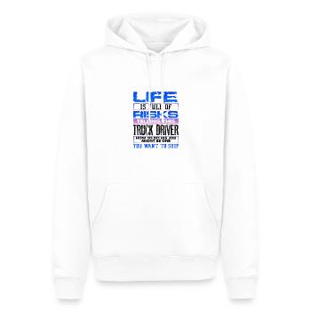 Trucker schenkt Leben voller Risiken, Truck zu erzählen - Männer Premium Bio Hoodie - Weiß - Vorne - Nico (187cm)
