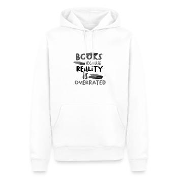 Lire des livres parce que la réalité surestime le livre - Sweat à capuche Premium bio Homme - blanc - Devant - Nico (187cm)
