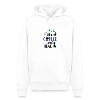 J’adore boire du café et lire des livres café - Sweat à capuche Premium bio Homme - blanc - Devant - Nico (187cm)