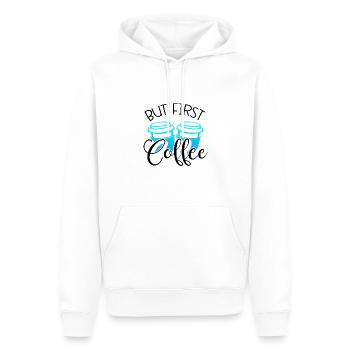 Kaffee Trinker Geschenk Aber erstes Kaffee Liebhaber Geschenk - Männer Premium Bio Hoodie - Weiß - Vorne - Nico (187cm)