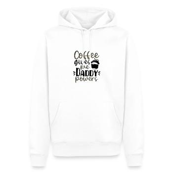 Dad Gifts Coffee Gives Me Daddy Powers Coffee - Men’s Premium Organic Hoodie - white - Front - Nico (187cm)