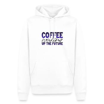 Kaffeeliebhaber Geschenke Kaffee weckt die Zukunft - Männer Premium Bio Hoodie - Weiß - Vorne - Nico (187cm)