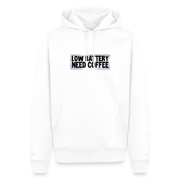 Coffee Lover Gift Low Battery Need Coffee Coffee - Men’s Premium Organic Hoodie - white - Front - Nico (187cm)