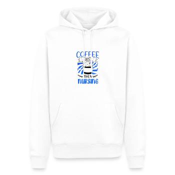 Café cadeau infirmière D’abord, puis cadeaux d’allaitement - Sweat à capuche Premium bio Homme - blanc - Devant - Nico (187cm)