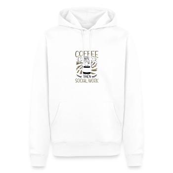 Sozialarbeiter schenkt zuerst Kaffee, dann Sozialarbeit - Männer Premium Bio Hoodie - Weiß - Vorne - Nico (187cm)