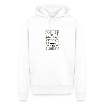 Blogger Cadeaux Café d’abord, puis Cadeaux de blogs - Sweat à capuche Premium bio Homme - blanc - Devant - Nico (187cm)