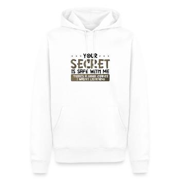 Cadeau sarcastique Votre secret Coffre-fort Ne pas écouter - Sweat à capuche Premium bio Homme - blanc - Devant - Nico (187cm)