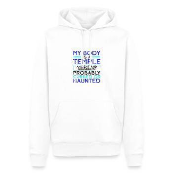 Sarkastische Geschenkkörper ist ein Tempel, der alt zerbröckelt - Männer Premium Bio Hoodie - Weiß - Vorne - Nico (187cm)