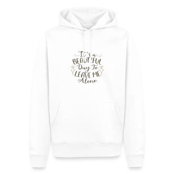 Cadeaux sarcastiques Une belle journée pour me laisser tranquille - Sweat à capuche Premium bio Homme - blanc - Devant - Nico (187cm)