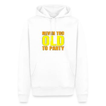 Lustiges Alterungsgeschenk nie zu alt für Party-Sarkasmus - Männer Premium Bio Hoodie - Weiß - Vorne - Nico (187cm)
