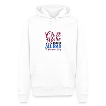 Sarkastisches Chill Babe Wir sind alle schlecht in jemandem - Männer Premium Bio Hoodie - Weiß - Vorne - Nico (187cm)