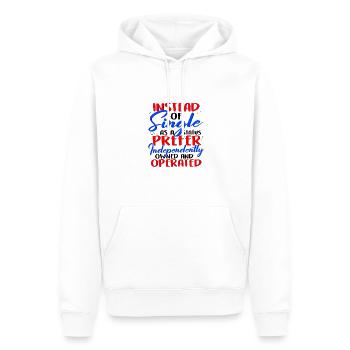 Anstelle von Single Independent Owned und - Männer Premium Bio Hoodie - Weiß - Vorne - Nico (187cm)