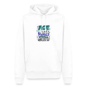 Cadeaux d’anniversaire L’âge n’est qu’un nombre et le mien est - Sweat à capuche Premium bio Homme - blanc - Devant - Nico (187cm)