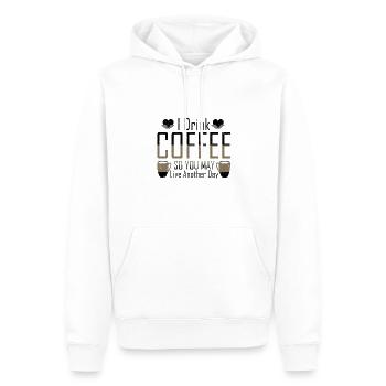 Coffe Addict Je bois du café pour que tu puisses vivre - Sweat à capuche Premium bio Homme - blanc - Devant - Nico (187cm)