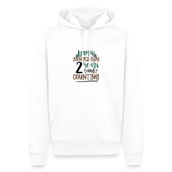 Joyeux anniversaire 2 ans et comptage 2ème - Sweat à capuche Premium bio Homme - blanc - Devant - Nico (187cm)