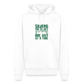 Umweltgeschenke retten eines Tages den Planeten - Männer Premium Bio Hoodie - Weiß - Vorne - Nico (187cm)