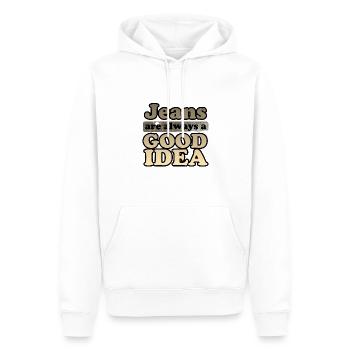 Les jeans sont toujours une bonne idée Idée cadeau Denim Lover - Sweat à capuche Premium bio Homme - blanc - Devant - Nico (187cm)