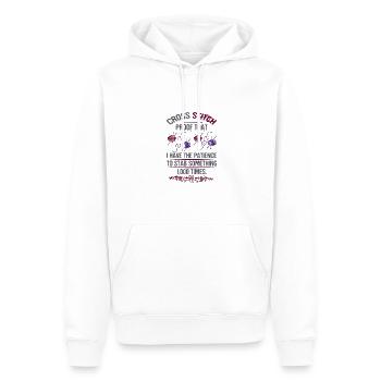 Kreuzstich Haben Sie Geduld, um etwas 1000 zu stechen - Männer Premium Bio Hoodie - Weiß - Vorne - Nico (187cm)