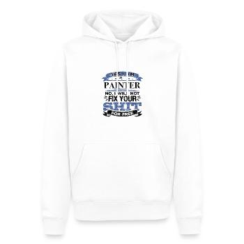 Malgeschenk wird deine Scheiße nicht kostenlos reparieren - Männer Premium Bio Hoodie - Weiß - Vorne - Nico (187cm)