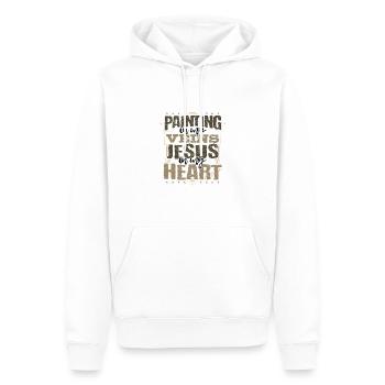 Maler Geschenk Malerei in meinen Adern Jesus ist in meinem - Männer Premium Bio Hoodie - Weiß - Vorne - Nico (187cm)