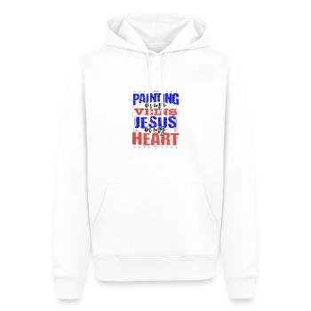 Maler Geschenk Malerei in meinen Adern Jesus ist in meinem - Männer Premium Bio Hoodie - Weiß - Vorne - Nico (187cm)