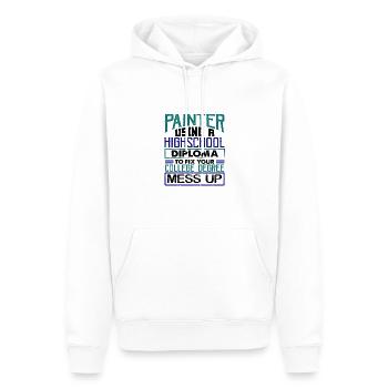 Maler mit High School Diploma Fix College - Männer Premium Bio Hoodie - Weiß - Vorne - Nico (187cm)