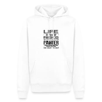 Malen Geschenkidee Leben voller Risiken Überspringen - Männer Premium Bio Hoodie - Weiß - Vorne - Nico (187cm)