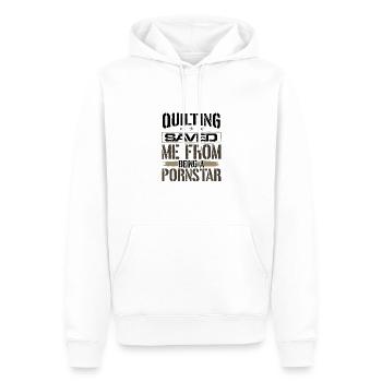 La courtepointe m’a sauvé d’être une courtepointe de pornstar - Sweat à capuche Premium bio Homme - blanc - Devant - Nico (187cm)