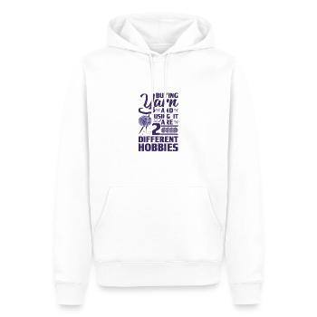 Stricken Humor Garn kaufen und verwenden 2 - Männer Premium Bio Hoodie - Weiß - Vorne - Nico (187cm)