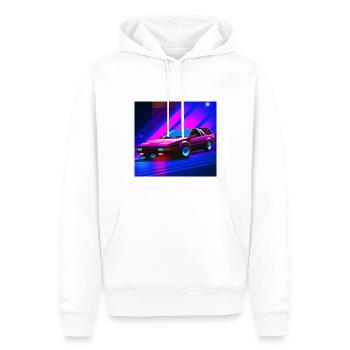 synthwave sports car 3 - Sweat à capuche Premium bio Homme - blanc - Devant - Nico (187cm)