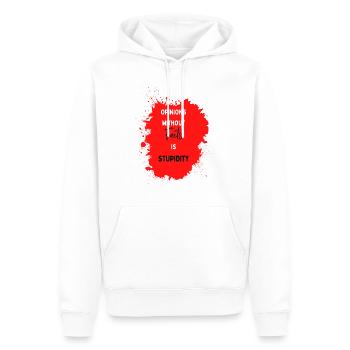 Opinions sans faits, c’est de la stupidité - Sweat à capuche Premium bio Homme - blanc - Devant - Nico (187cm)